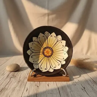 Painted Coconut Shell with Stand 