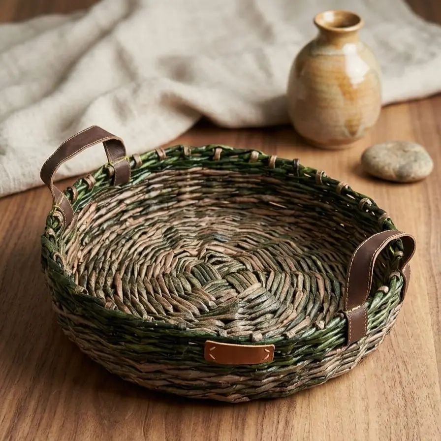 Paper Straw Basket with handles 