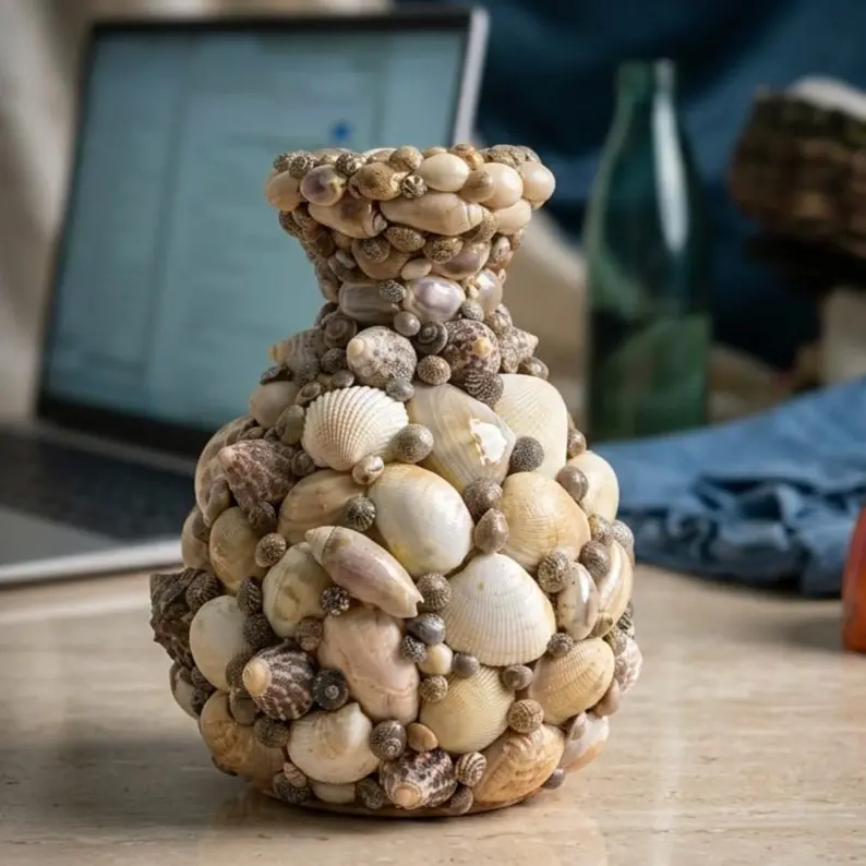 Seashell decorated Clay Vase 