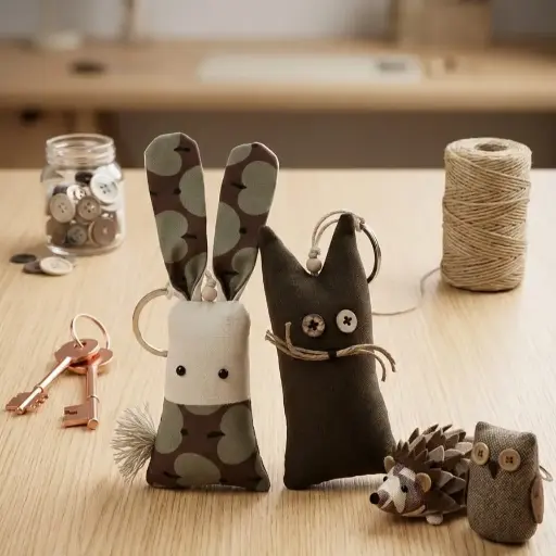 [HI020230009] Bunny & Friends Fabric Key Tag Set 